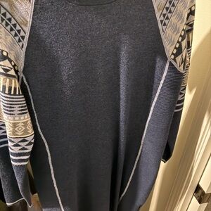 Navy Patterned Women's Turtleneck Sweater